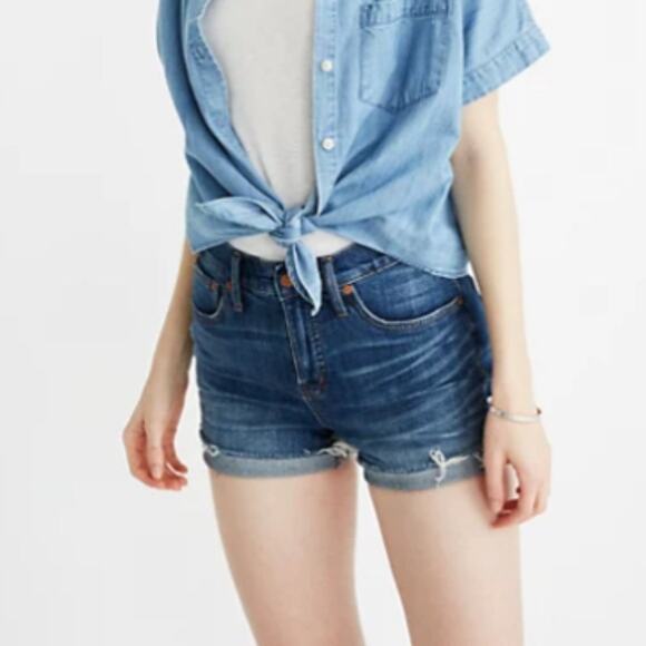 Madewell High-Rise Denim Shorts in Glenoaks Wash: Cutoff Edition - Picture 1 of 9
